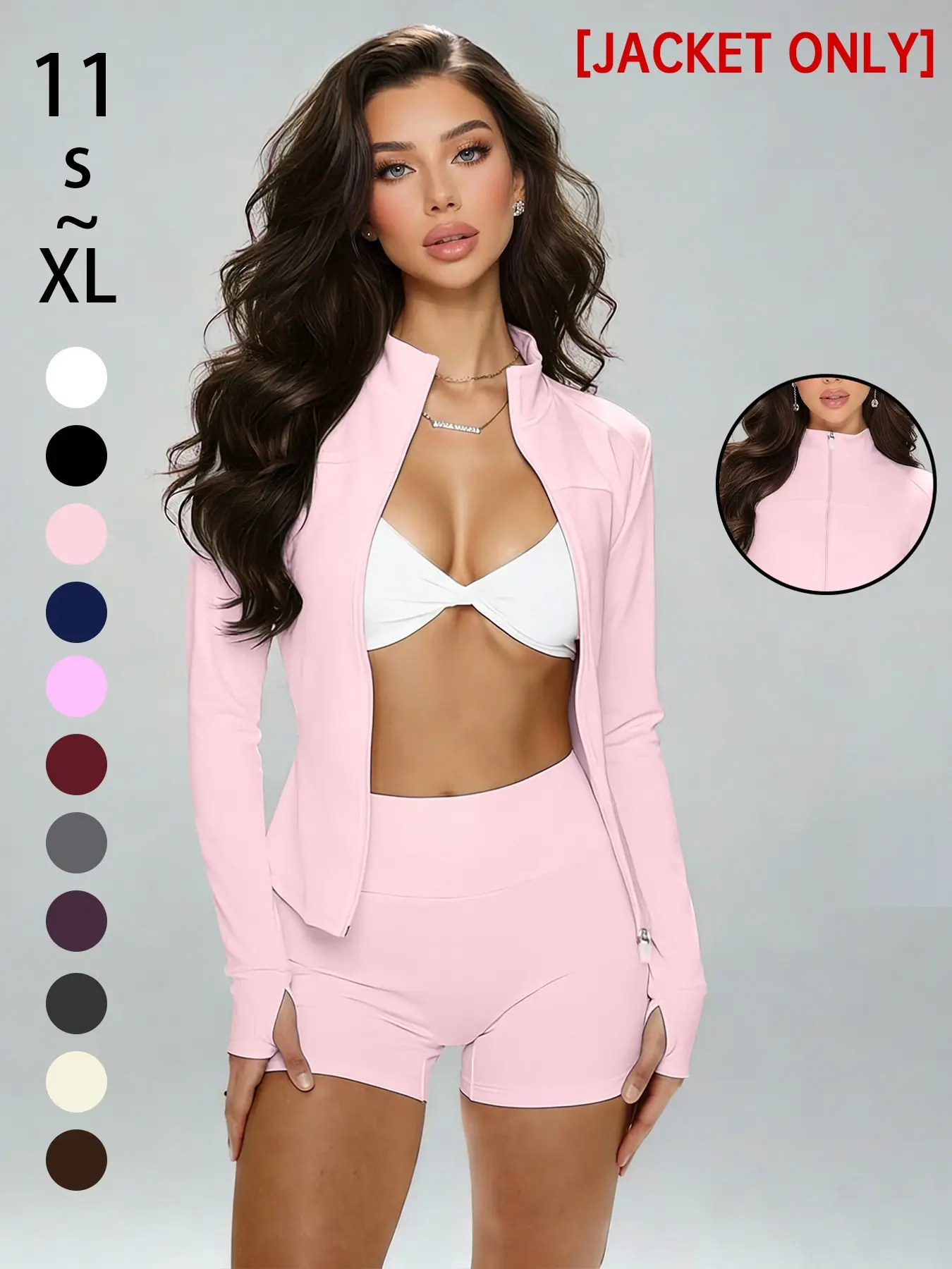 Women's Slim-Fit Zipper Yoga Jacket with V-Neck and Long Sleeves, Comfortable Spring Summer Gym and Home Fitness Top, Yoga Essential Jacket