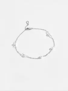 925 Sterling Silver Faux Pearl Decorated Bracelet, Fashionable Jewelry for Women & Girls, Trendy All-match & Exquisite Jewelry for Birthday Gift