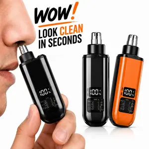 Men's Mini Digital Display Cordless Nose Hair Trimmer - Waterproof Rechargeable Cordless Trimmers, USB-C Fast Charging 90mins Long Lasting, Portable Dual-Edge Blade, for Travel Daily Grooming, Cordless Nose Trimmer