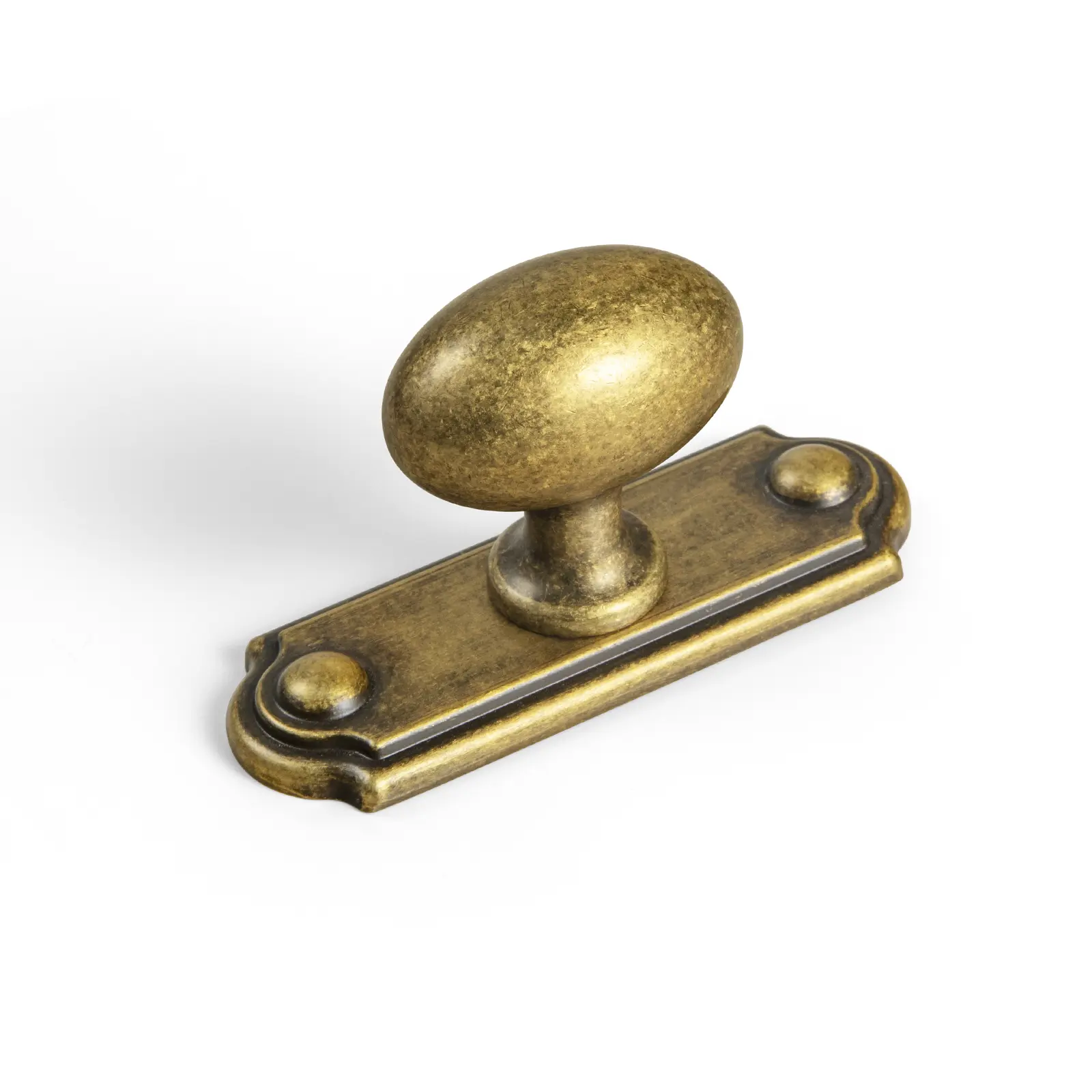 Goo-Ki Antique Brass Ellipsoid Cabinet Knobs with Oval Backplate, Smooth Grip Zinc Alloy Cabinet Hardware for Kitchen Cupboards, Dressers, 6-Pack, 6175-Dk