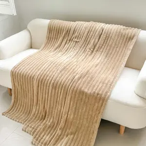 This 260g lightweight ribbed blanket offers a cosy experience, available in a range of colours including white, pink, this soft flannel blanket, Soft throw blanket, is perfect for use on the sofa, as a single or double bedspread
