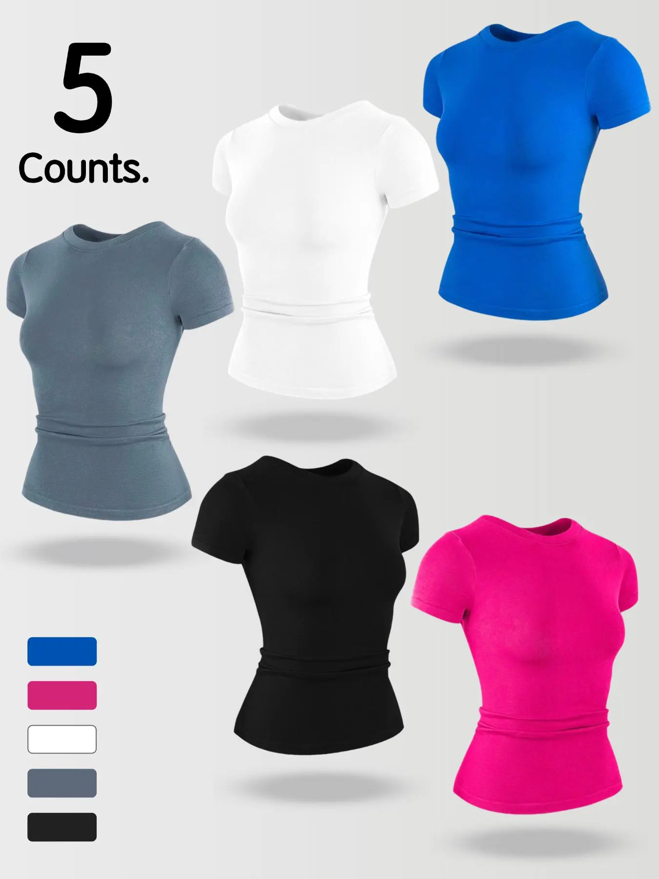 Women's Solid Color Round Neck Versatile Fitness Yoga Top, Gym Workout Tops, Gym Clothes, High Stretch Comfortable Breathable Sporty Shirt for Gym Running Hiking