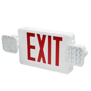 SEURON Red LED Emergency Exit Sign with Dual-Head Safety Lighting 90-Minute Battery Life 120-277V AC Plug-in Cord Fire-Resistant for Business Home Use Led Outdoor Lamp Led Landscape Spotlights