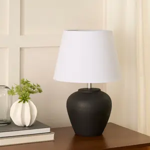 Nourison 20" Black Ceramic Pot Table Lamp