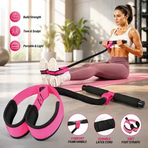 Pedal Resistance Band with Handle & Foot Pedals, Thickened Latex Tubes, Soft Anti-Slip Pedals - Full Body Workout Equipment for Glutes, Legs, Arms, Core & Waist | Home Gym Pilates Physical Therapy Sit-Up Gear