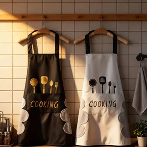 2 Pack Waterproof Chef Aprons for Men and Women Adjustable Strap Kitchen Aprons with Large Pockets Durable Cotton Canvas and Plastic Material for Cooking Baking Grilling and Restaurant Kitchen Accessories  Gift