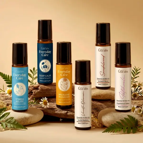 Gya Labs Essential Oil Roll on - Pure & Natural Vanilla Perfume Oil for Skin, Relaxing, Convenient Travel Size 0.34 Fl Oz | Vanilla Oleoresin Oil Perfume for Women & Men Pre-diluted, travel-ready, skin & aromatherapy use, 10 ML roller