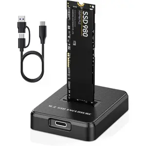 M.2 NVMe & SATA to USB Adapter - USB 3.2 Gen 2 10Gbps External SSD Enclosure, Aluminium Alloy Housing, Supports M.2 (M Key) NVMe & (B+M Key) SATA SSDs, Plug and Play External Storage Solution