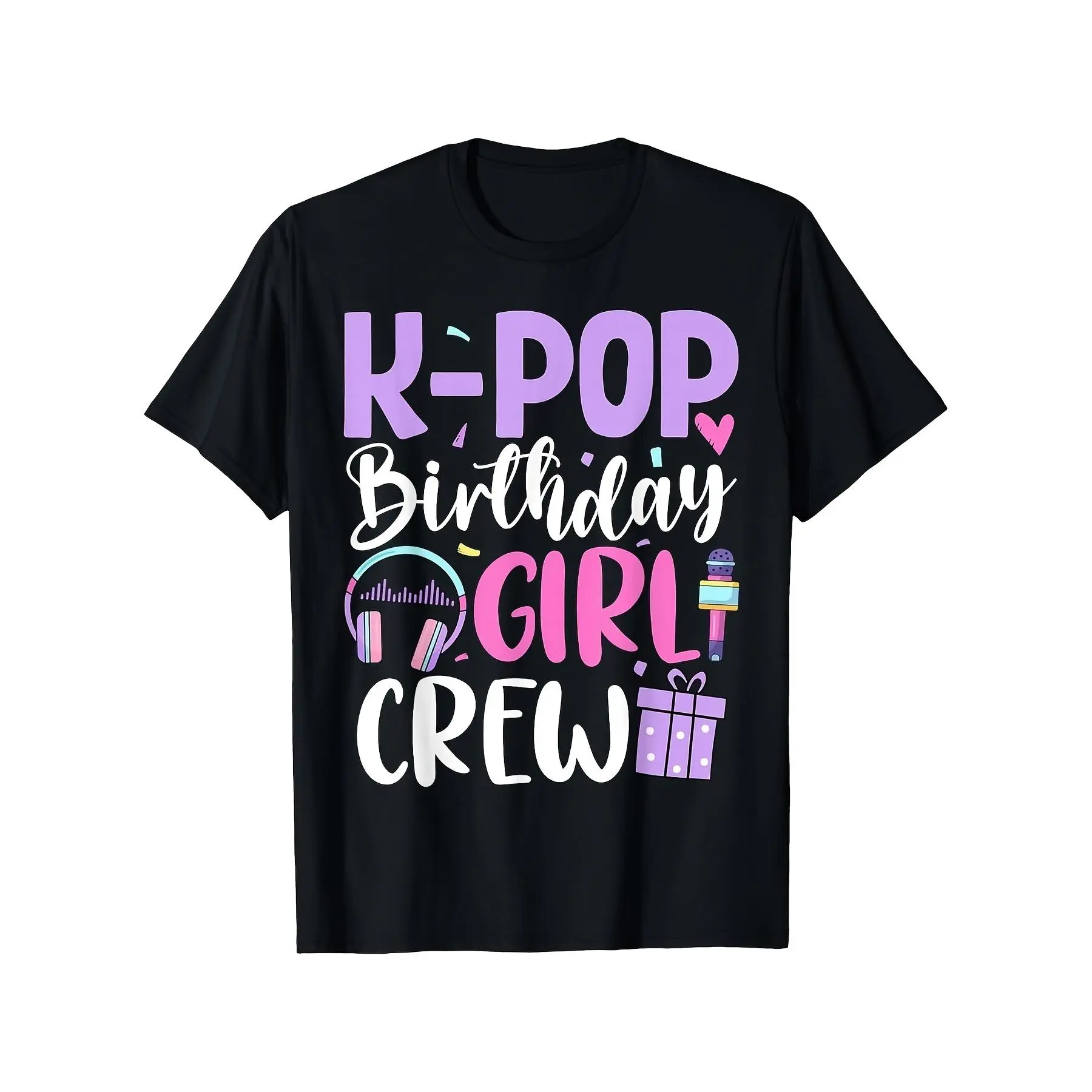 Menswear Men's 100% Cotton Short Sleeve Graphic Tee - Vintage Crew Neck, Moisture-Wicking, Soft Breathable Casual Fit, Kpop Birthday Celebration Printed Summer Essential T-Shirt, Shortsleeve