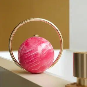 Glossy Sphere Design Evening Clutch | Curved Luxury Handheld Handbag with Snap Closure for Prom & Daily Use