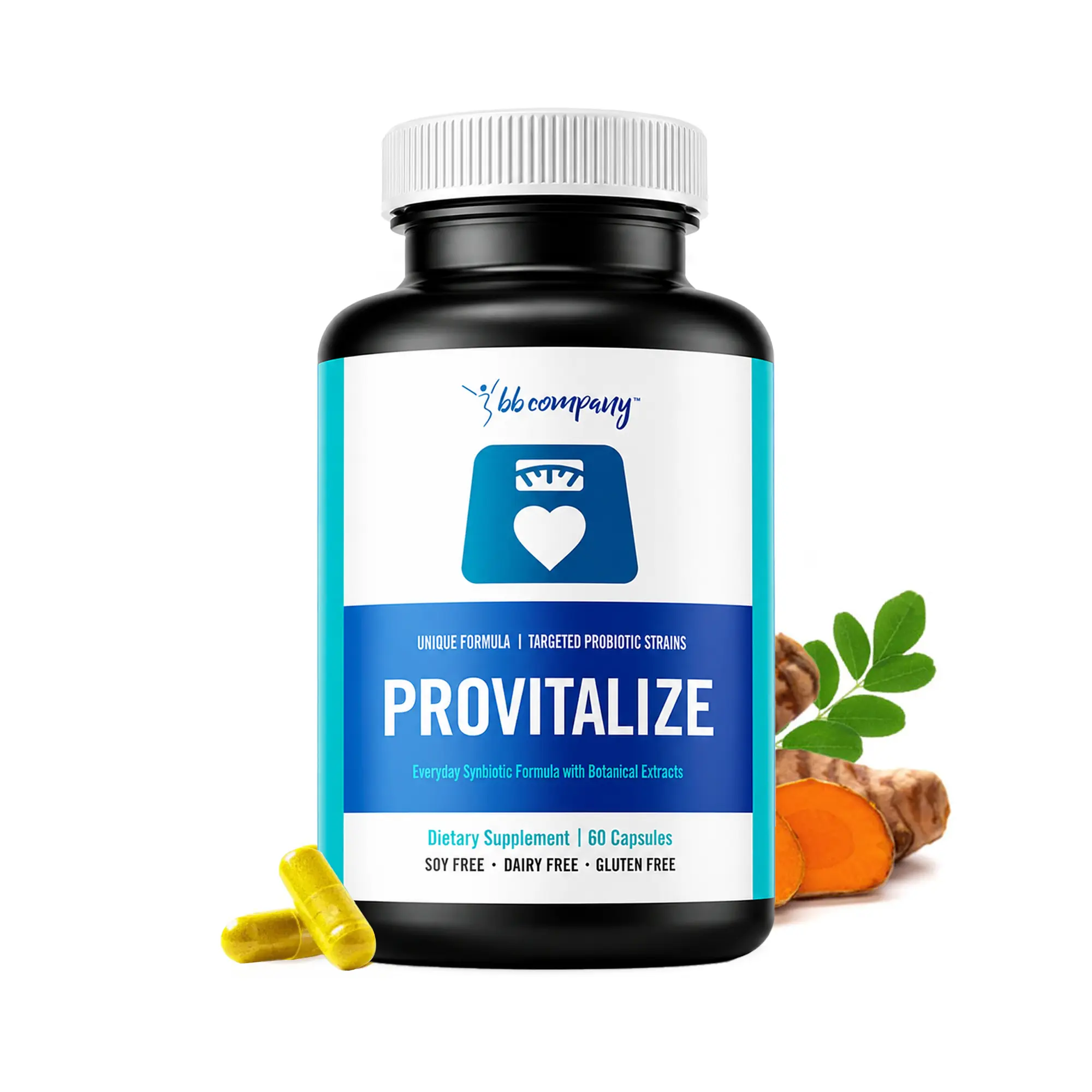 daily mood BB Company Provitalize Women's Synbiotic Probiotic Supplement - Hormone Balance, Menopause Belly Fat Relief, Gut Health Support, Soy-Dairy-Gluten Free, 60 Capsules with Botanical Extracts
