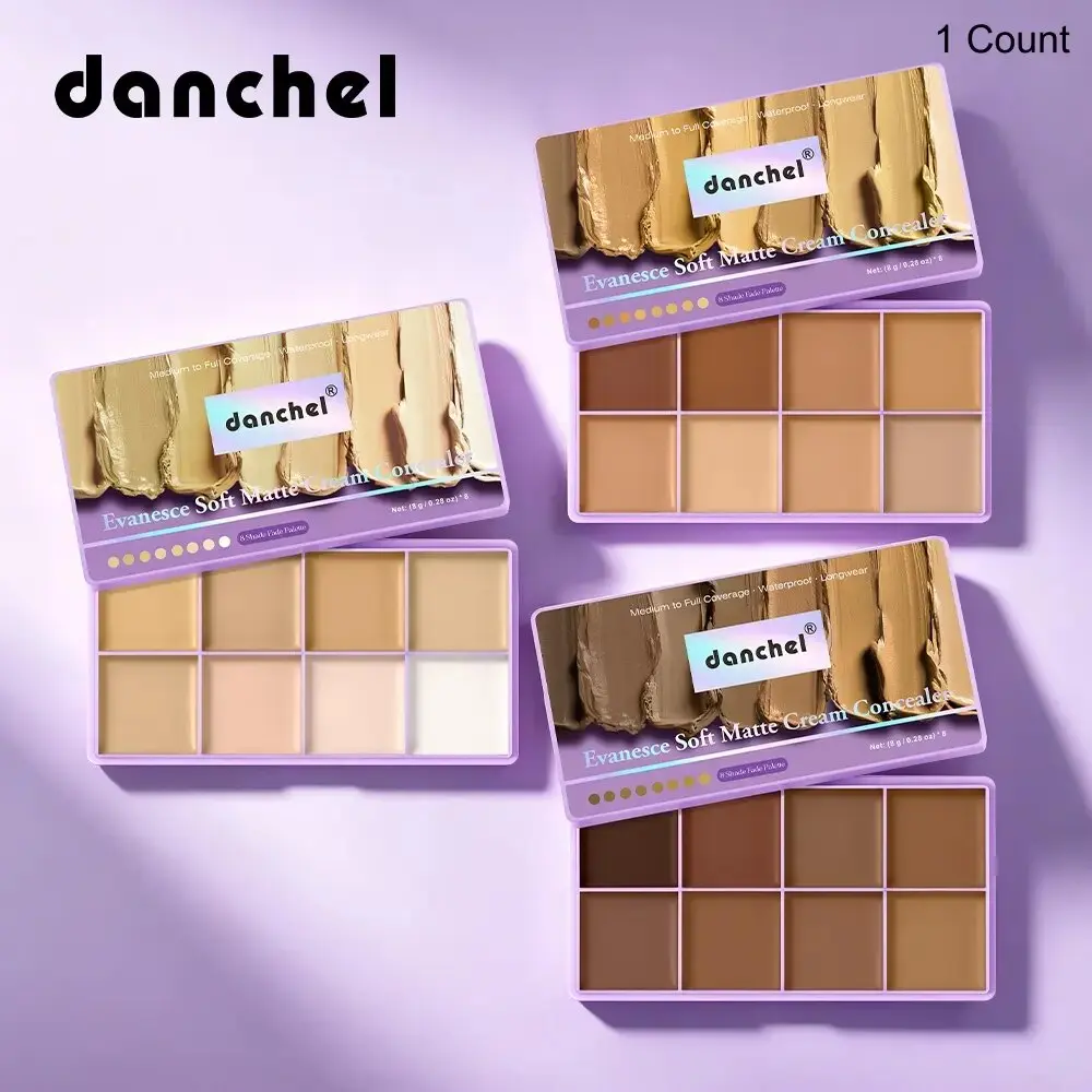 8-Color Matte Cream Base Cosmetic Corrector & Concealer Palette - Longwear, Waterproof, Full-Coverage, Conceals Blemishes for Contour Highlighting, Dark Tattoo Coverage，Additive-Free, Smooth