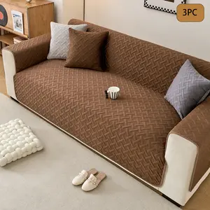 3-Piece Modern Solid Color Non-Slip Integrated Sofa Cover Set with Armrests, Pet-Friendly, Wear-Resistant, Machine-Washable Couch Slipcover, Universal Sofa Protector for 1-4-Seat Sofas