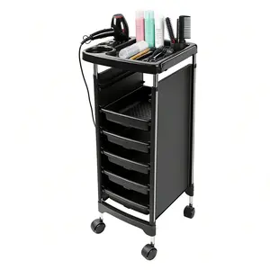 Hair Salon Storage Tool Cart, 5-Layer Salon Cart with Wheels, Space Saving Barber Station Trolley, Rolling Carts for Hair Stylist Barber Storage Trolly for Hairdressing Beauty SPA Tattoo