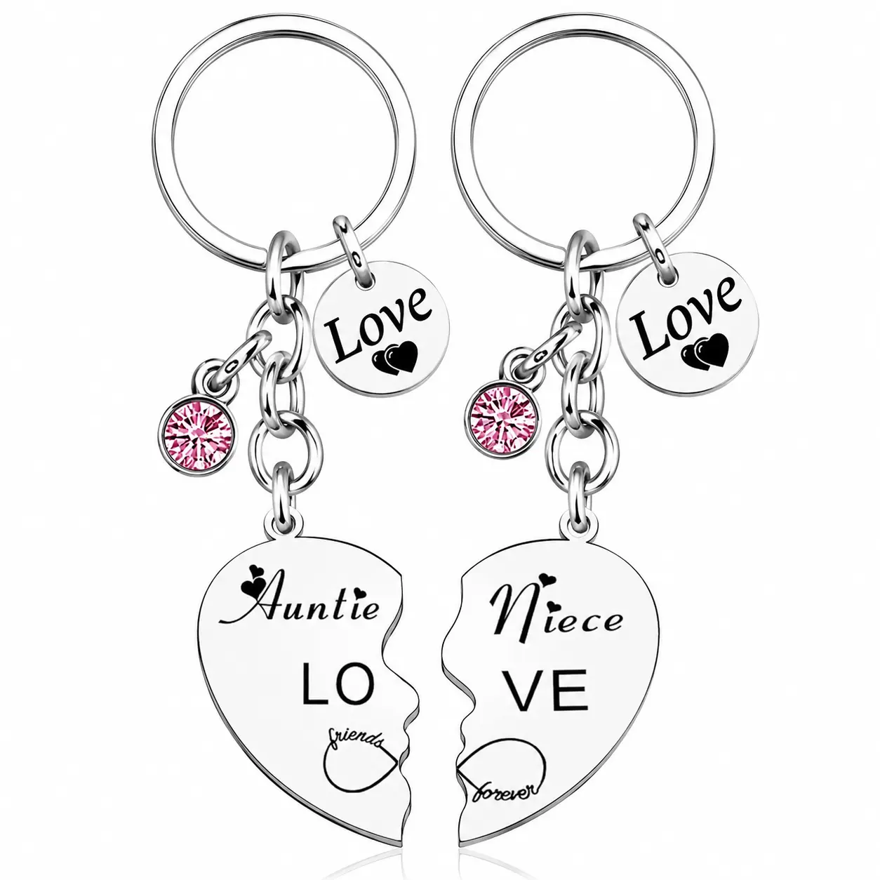 Auntie & Niece Matching Keychains, Love Heart Puzzle Keychain Set, Meaningful Gift for Aunt and Niece, Birthday, Christmas, Family Gift
