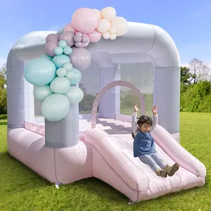 Pink Bounce House With Blower Inflatable Bouncer Castle With Slide For Kids Toddler Indoor Outdoor Jumping Castles Parties Play outdoorfun