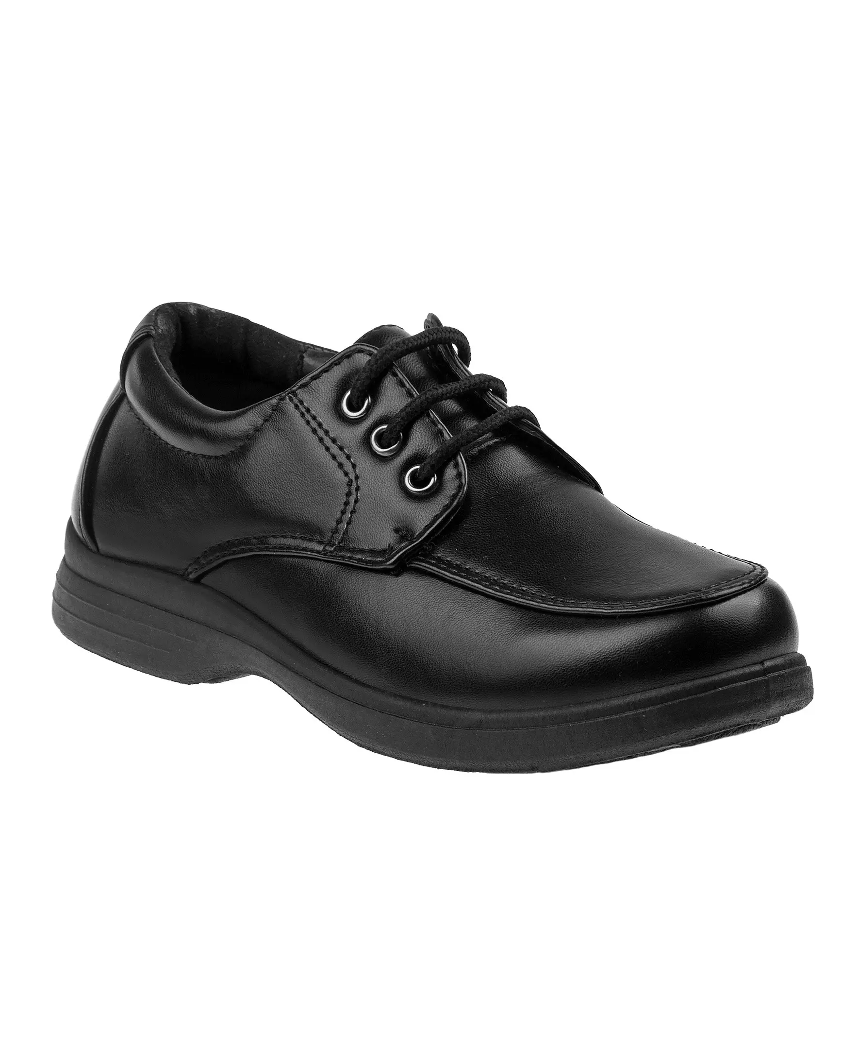 Josmo Boys' Classic Solid Faux Leather Lace-Up Oxford Dress Schoolshoes - Round Toe, Padded Collar, Slip-Resistant Rubber Sole, Adjustable, Mark-Free Grip - For 10-11 Years, Back to School, Wedding