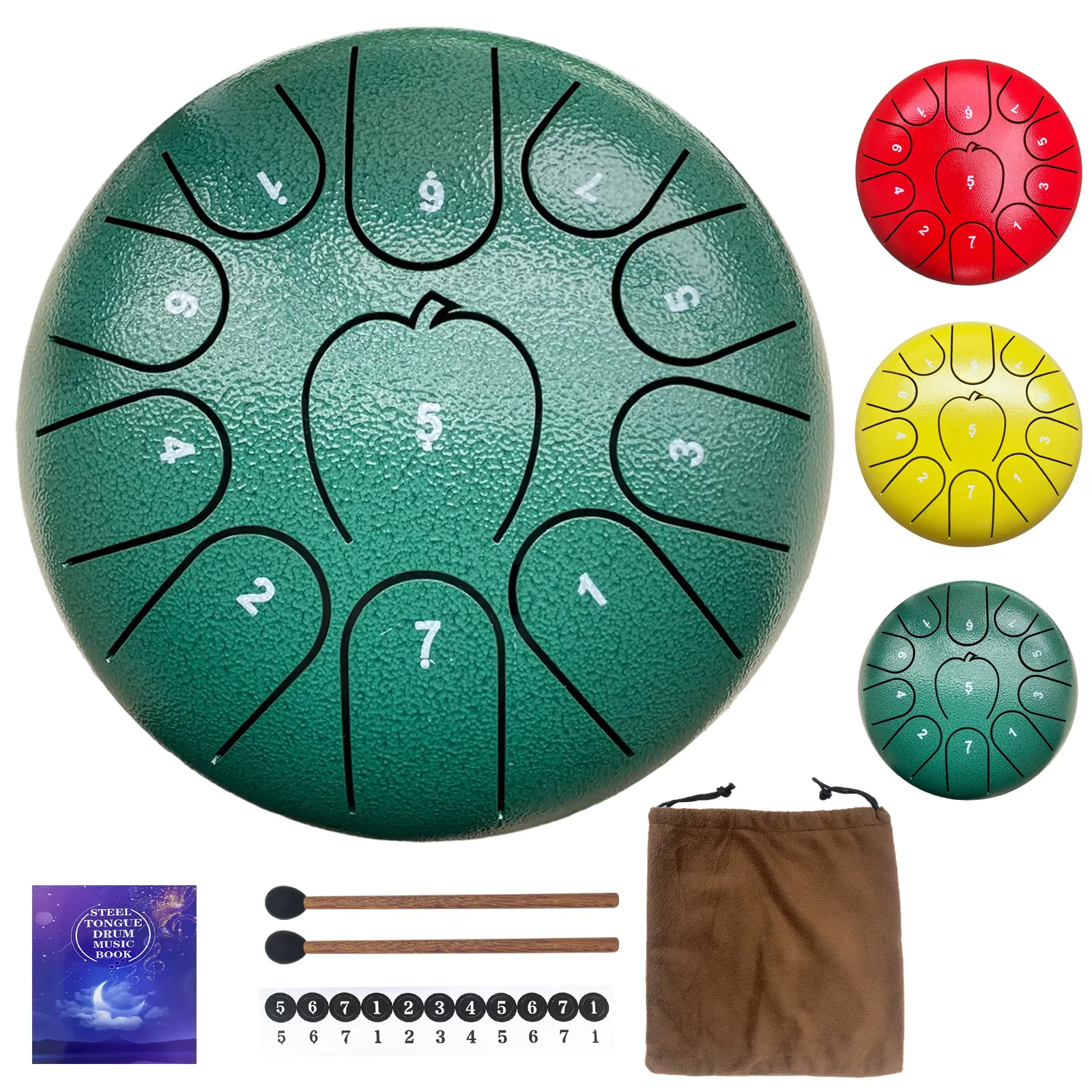 Rain Drum 6 Inch 11 note, Outdoor Garden Waterproof Percussion Instrument with Drawstring Bag, Sound Healing Meditation Rain Chime Decorative Object, Gift for Families Friends & Music Lovers.