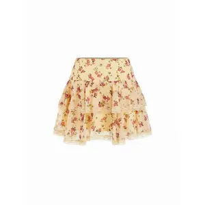 Cider Chiffon Mid Rise Floral Tiered Mini Skirt SwimWeek