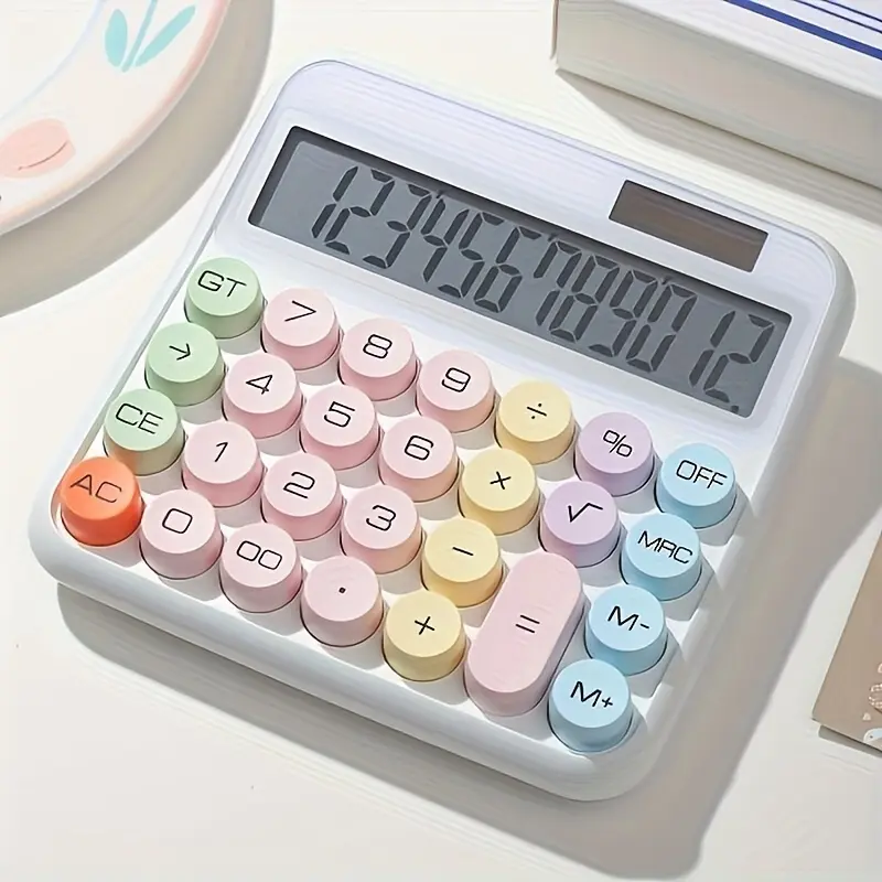 A refined, high-end, portable 12-digit desktop calculator with high precision—an ideal choice for students and offices, featuring a large display screen and oversized buttons.It operates without batteries.Halloween gift