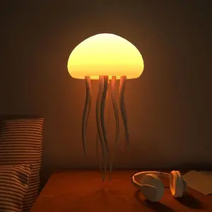 LED Jellyfish Night Light for Home Decor - Rechargeable Table Lamp for Bedroom and Living Room Decoration