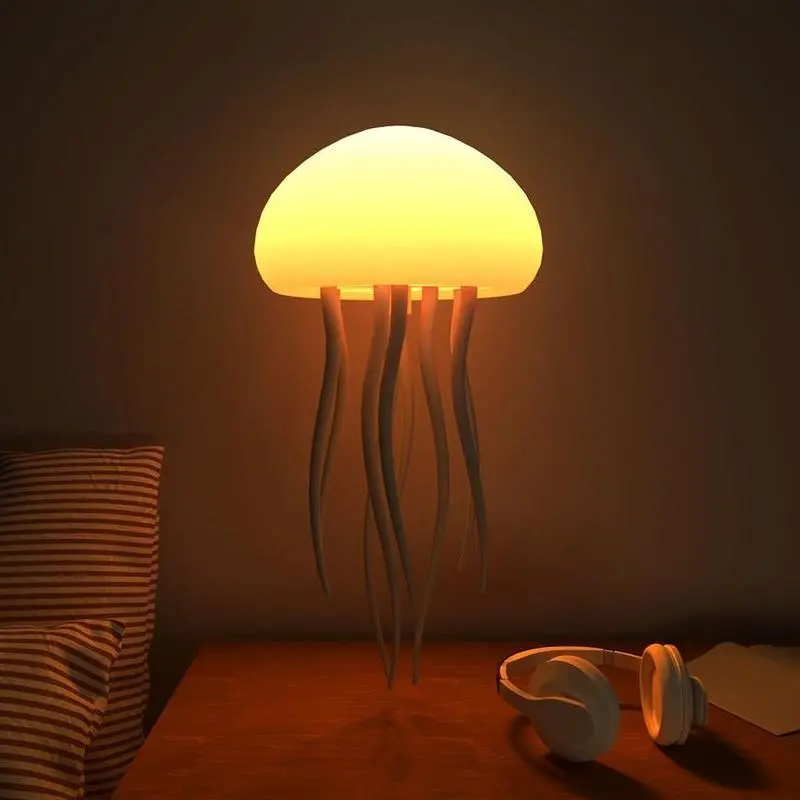Rechargeable LED Jellyfish Nightlight - Sleek Design Ambient Decoration Lamp, AC-Powered Atmospheric Table Lamp, Bedroom Indoor Home Decor for All Ages, Modern Mood Lighting