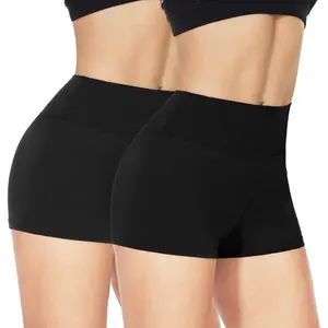 2 Pack Biker Shorts for Women - 3"/5"/8" Booty Volleyball High Waisted Black Spandex Shorts for Yoga Dance Workout