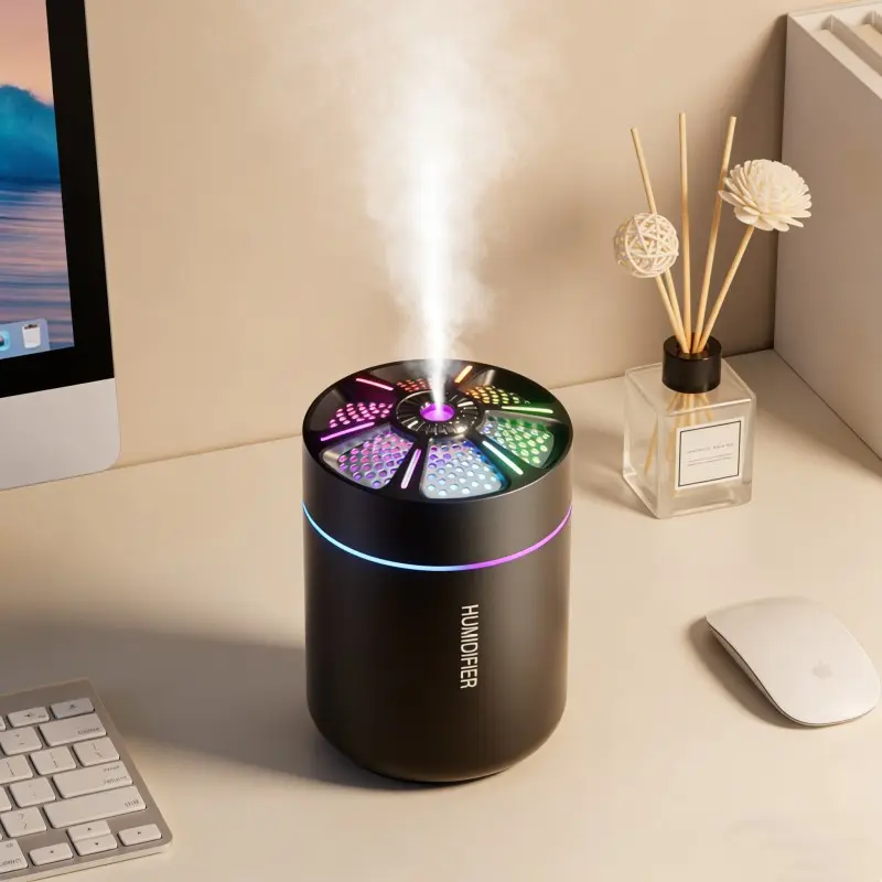 Air Humidifier 180ML with Colorful Lights, USB Humidifier Machine, Portable Desktop Design, Desk Humidifiers for Office, Aromatherapy Diffuser for Home and Office, Ideal Fresh Space Choice, USB Powered Humidifier