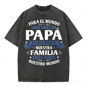 Father's Day Gift: Vintage Washed Pure Cotton Pattern T-shirt: Dad's Family Quotes T-shirt: Summer Gift for Dad