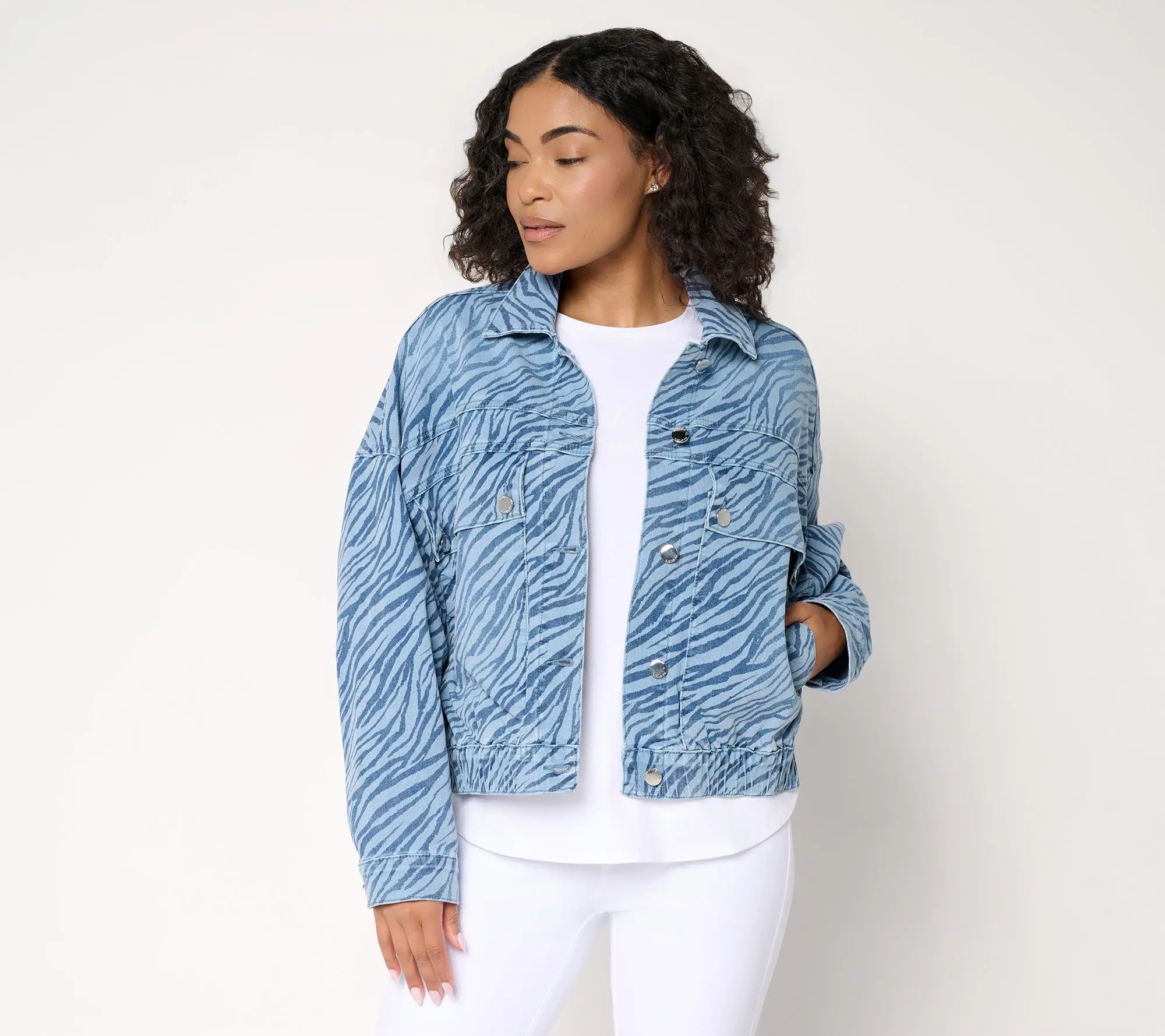 RM Studio x Rebecca Minkoff Naomi Zebra Stripe Denim Jacket