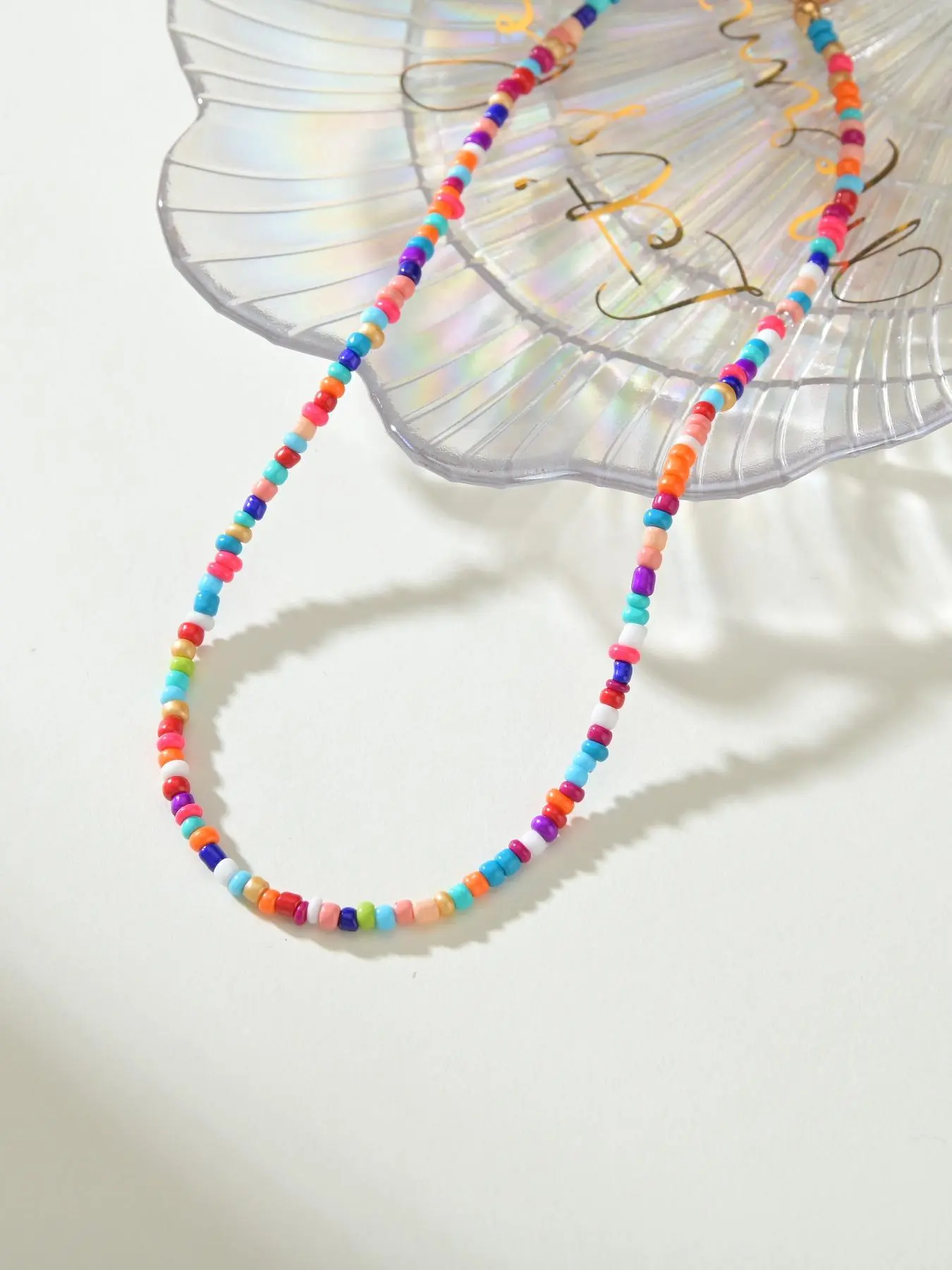 Colorful Beaded Necklace, Fashionable Adjustable Beaded Design Necklace for Women & Men, Statement Necklace, Fashion Jewelry for Party, Daily Clothing Decor, Decorative Beaded Necklaces, Trendy All-match & Exquisite Jewelry for Birthday Gift