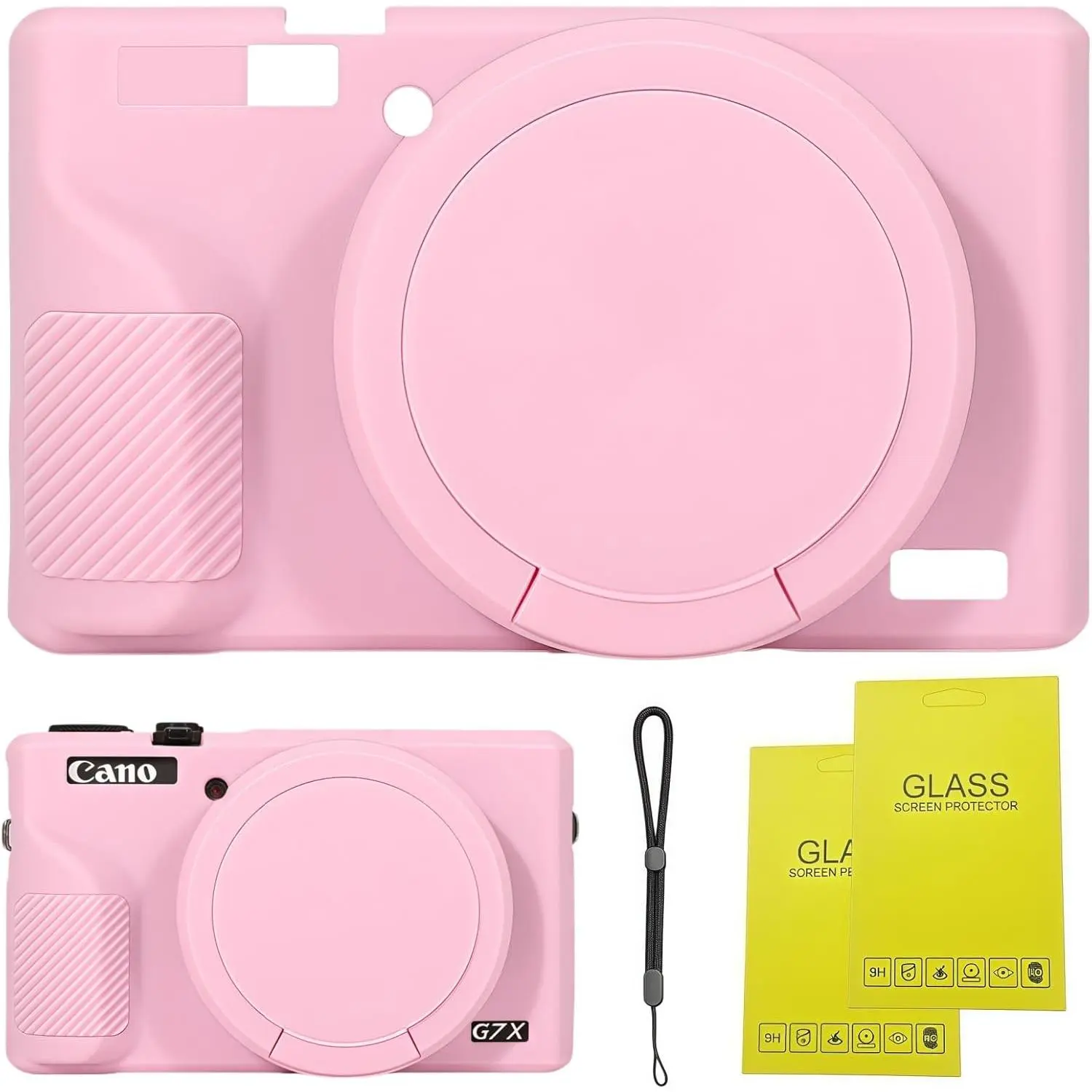 Durable Soft Case for Canon Powershot G7 X Mark III Digital Camera, Camera Accessories Kit with 2 Tempered Screen Protectors and 1 Wrist Strap