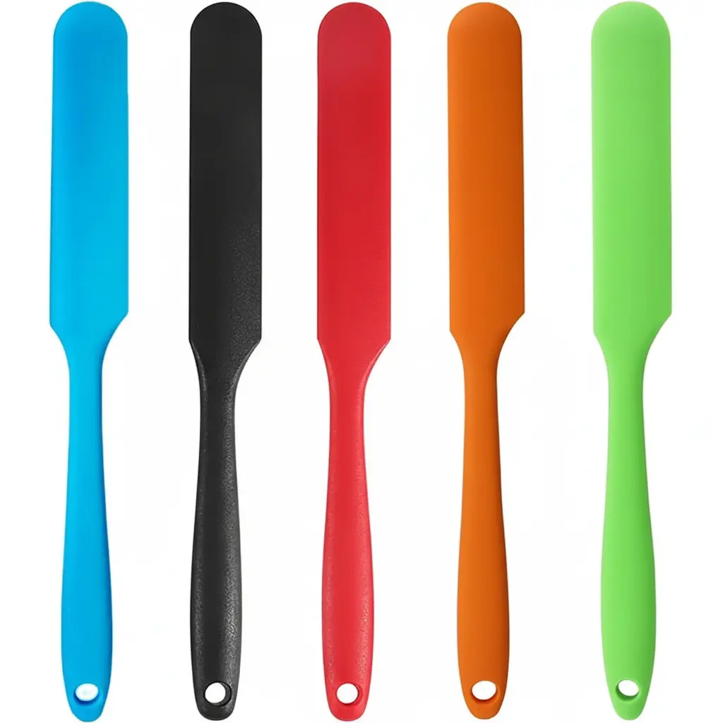 5pc Silicone Spatula, Cream Scraper, Macaron-Colored Cake Smoother, Bread Jam Knife, Mixing Spatula, Non-Stick Baking Tool, Food-Grade Material, High-Temperature Resistant, Multiple Color Options