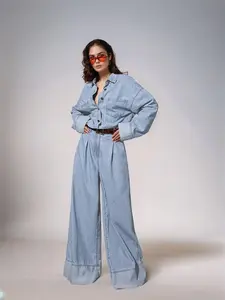 Women's Pocket Denim Jumpsuit without Belt, Casual Fashion Wide Leg Denim Jumpsuit for Daily Wear, Ladies Clothes for All Seasons, Denim Jean Overalls