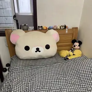 44cm Cute Rilakkuma Plush Toy Back Support Detachable Cover Bedside Large Pillow Comforter Washable Sleeping Pillow Gifts