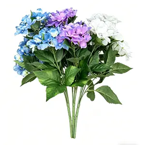Tri-color simulation hydrangea flower arrangement, not easy to fade, batch simulation bouquet, used for home decoration, wedding table decoration (2 pieces).
