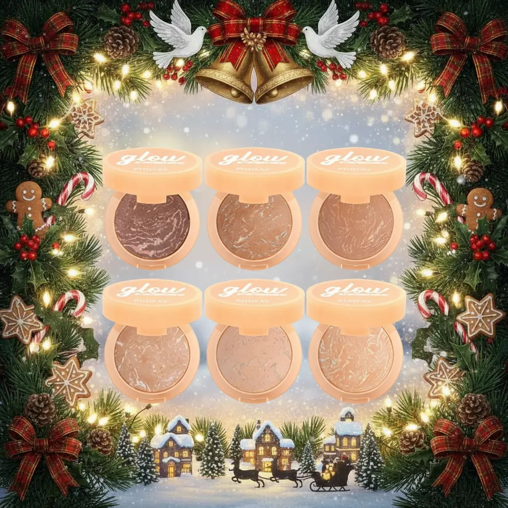 PHOFAY Compact Setting Powder - Radiant Finish for a Bright, Flawless Face, Versatile Holiday Glow Makeup for All Skin Types