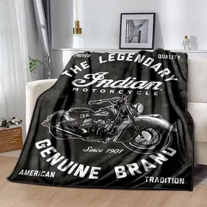 Retro Indian Motorcycle PrintBlanket a comfortable and soft blanket suitable for home use chairs living room sofas camping and all seasons a gift for family or friends  Lightweight, skin-friendly, soft, and breathable.