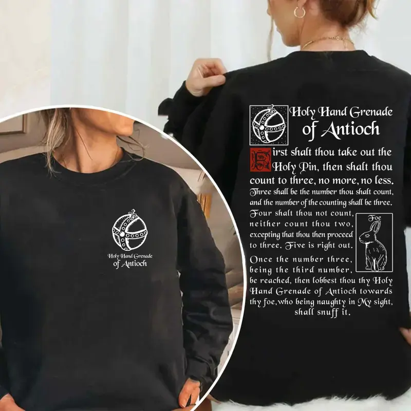 [2 Sides] The Holy Hand Grenade of Antioch Shirt, Meme Tee, Funny 1975 Weirdcore Y2K Aesthetic Gift Unisex Sweatshirt Hoodie
