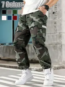 Men’s all-season casual cargo pants, pack of 1. Camouflage design with multiple pockets and a jogger-style cuff, suitable for everyday wear, outdoor work, camping, and more.