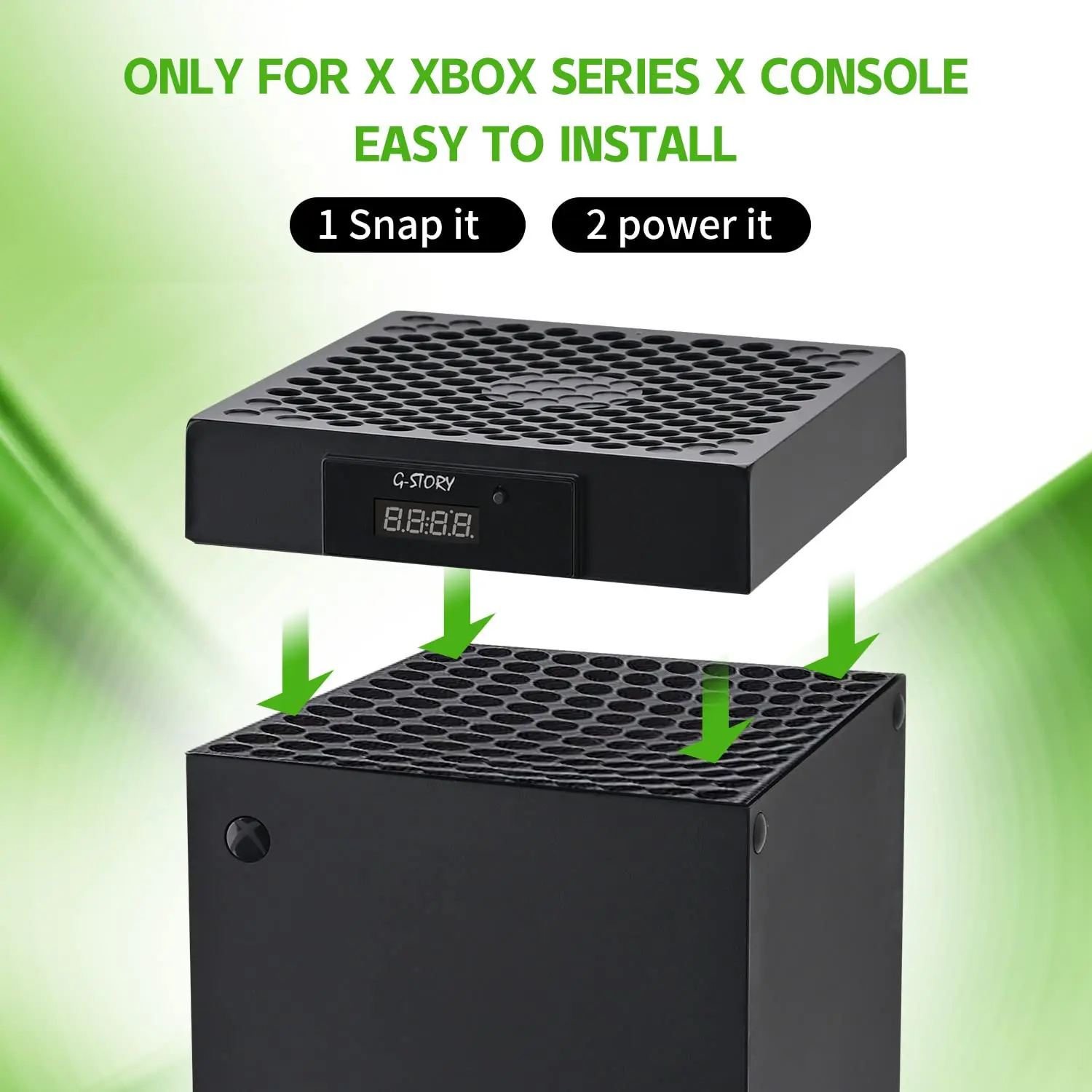 Xbox Series X Cooling Fan 3 Speeds 1500/1750/2000 RPM with RGB LED Accessories Button Cable Console Controller Grips Game Portable Black Custom tech gadgets xbox accessories
