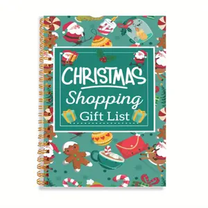 1PC Spiral Journal Notebook Christmas Shopping Journal Gift List, Diverse Christmas Decorations, Journaling Notebooks for Work, School, Women, Men, College Ruled Spiral Notebook 5.5*8.3 in With 50 Sheets, Planner Notebook