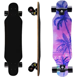 Mini Cruiser Longboard, 31 Inch Small Size Wide Wheel Skateboard, Beginner Stable & Easy-to-Control Skateboard, Suitable for Park & Street Riding, Unique Flame Pattern
