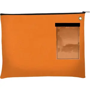 BankSupplies Canvas Interoffice Mailer 14 oz 14 x 11 Inch Orange Large Zipper Bag with Grommet for Security Use with Padlock or Zip Tie