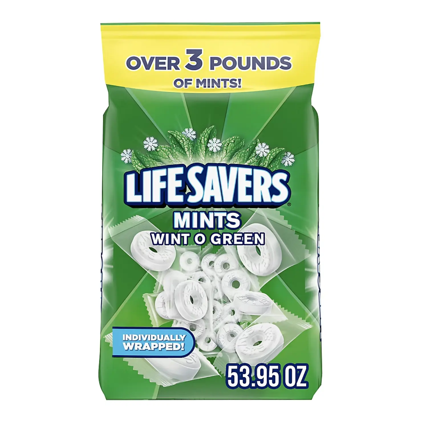 Life Savers Wint-O-Green Breath Mints Bulk Hard Candy, Party Size Bag, 53.95 oz.