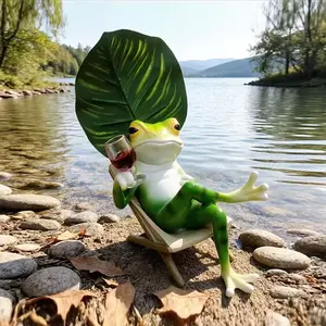 Creative Frog Sunshade Ornament, Cute Lazy Frog Wine Holder Decor, Outdoor Garden Resin Sculptures Craft, Home Decoration Gift