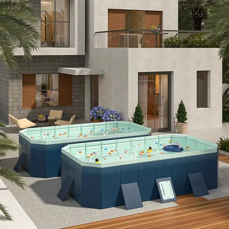 2.6 m PVC Inflatable Folding Swimming Pool - Durable Outdoor Pool for Garden Yards - Easy Installation & Storage - High-Quality Material - Fast Water Release