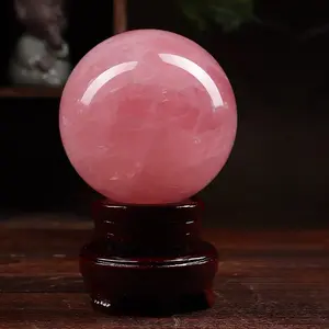 Natural Bohemian Style Pink Quartz Sphere Polished Stone Ball Office Desk / Dining Table Centerpiece Halloween Christmas Wedding Birthday Housewarming Gift adult bedroom stress relief home decor figurine