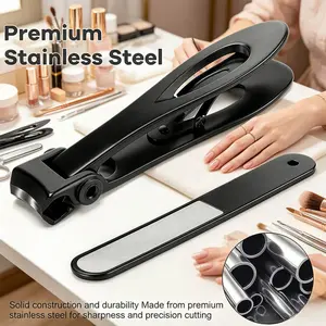 2 durable stainless steel nail clippers with nail files, professional sharp and precise cutting, practical nail care style, perfect for trimming nails, toenails and shaping nail edges, perfect for daily use, home dressing, travel and daily nail art