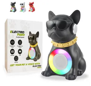 Electro PAWII Dog-Shaped Bluetooth Speaker with RGB Lights - Black & Red French Bulldog Portable Wireless Speaker with FM Radio USB SD Support Type-C Charging 5W Output Fun Pet-Inspired Gift for All Ages
